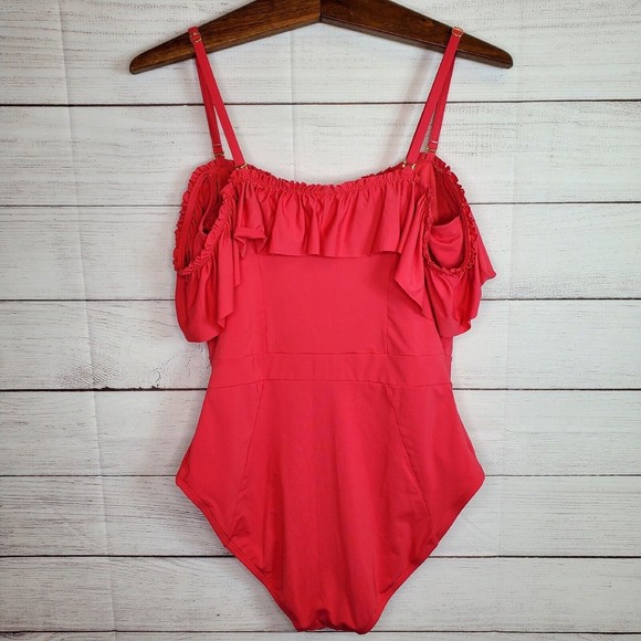BLEU Women's Pink Ruffled Rod Beattie One Piece Swimsuit Size 14 - Picture 5 of 9